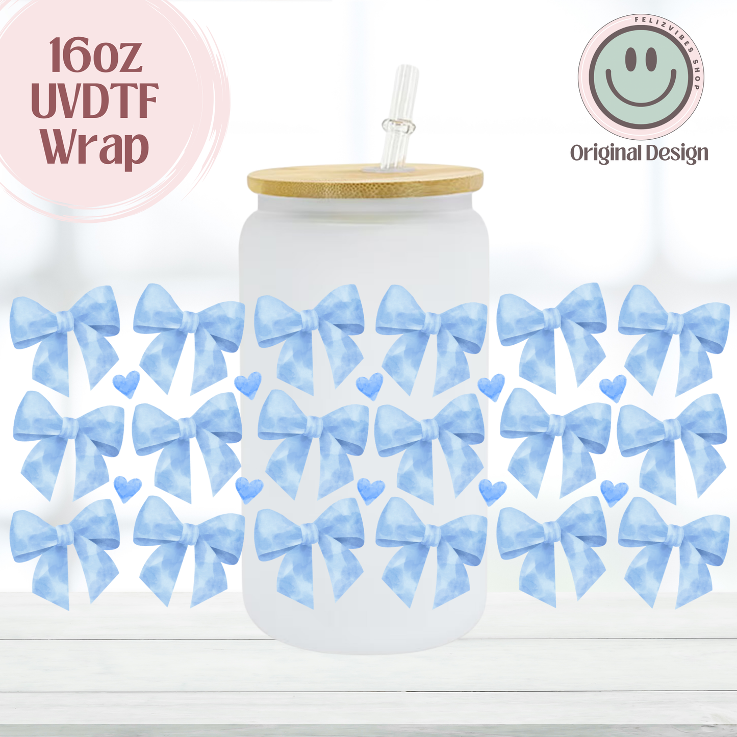 Blue Coquette Bows 16oz UVDTF Cup Wrap