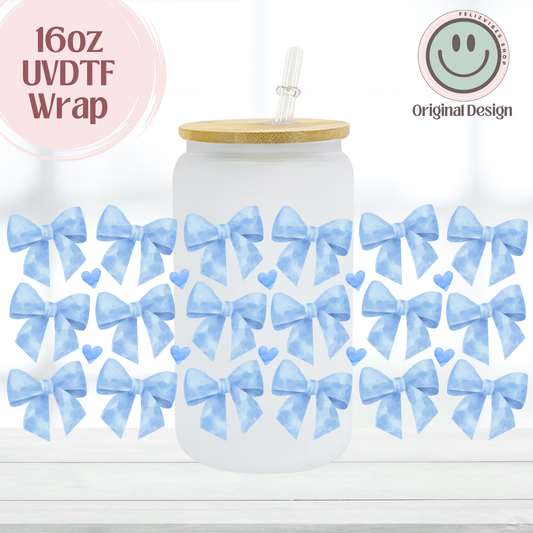 Blue Coquette Bows 16oz UVDTF Cup Wrap