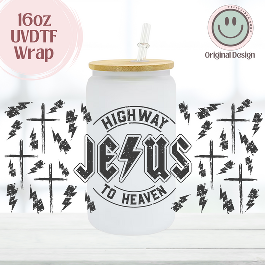 Jesus Highway To Heaven 16oz UVDTF Cup Wrap