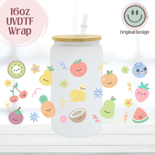 Cute Kawaii Fruits 16oz UVDTF Cup Wrap