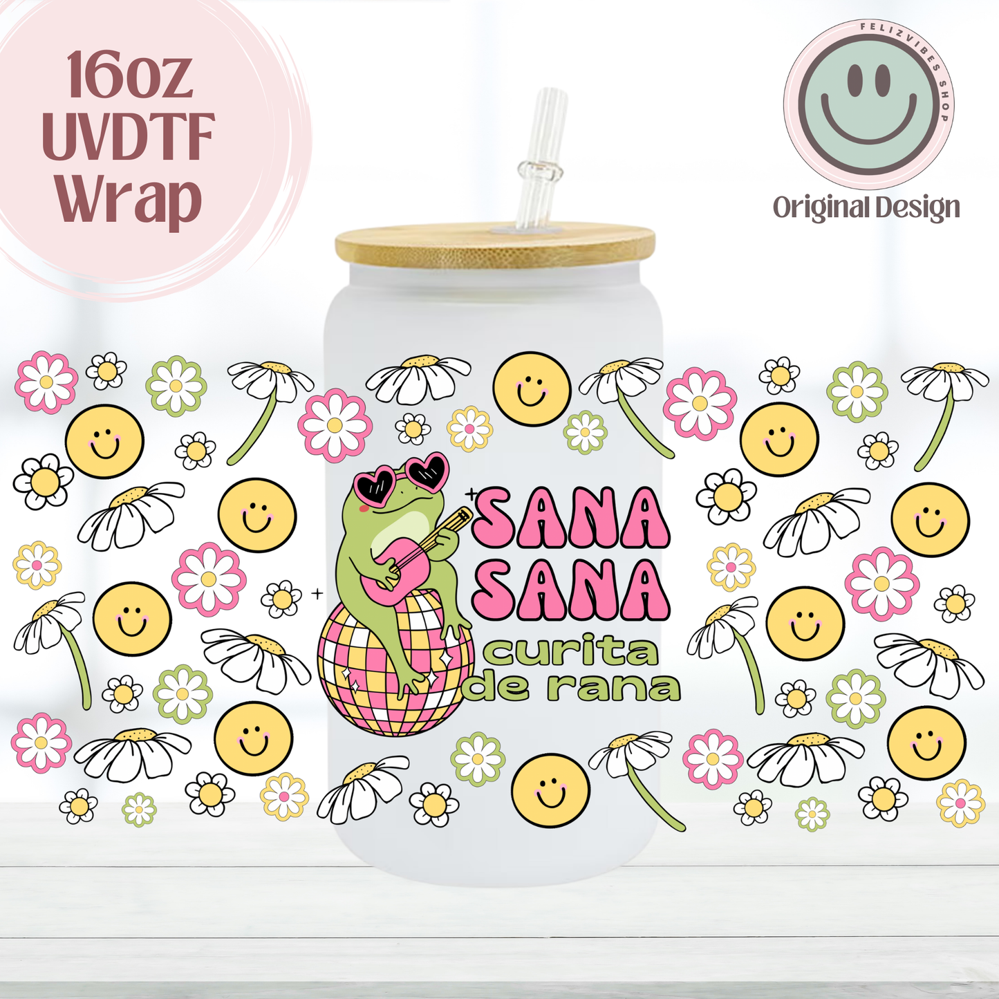 Sana Frog 16oz UVDTF Cup Wrap