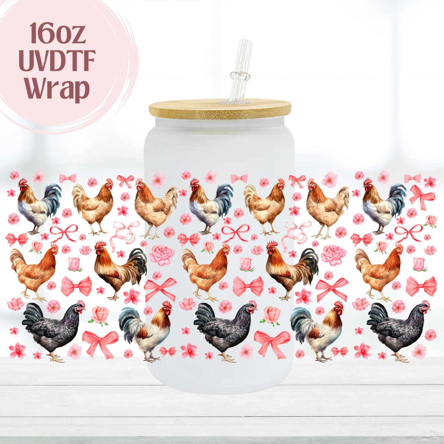 Coquette Chicken 16oz UVDTF Cup Wrap