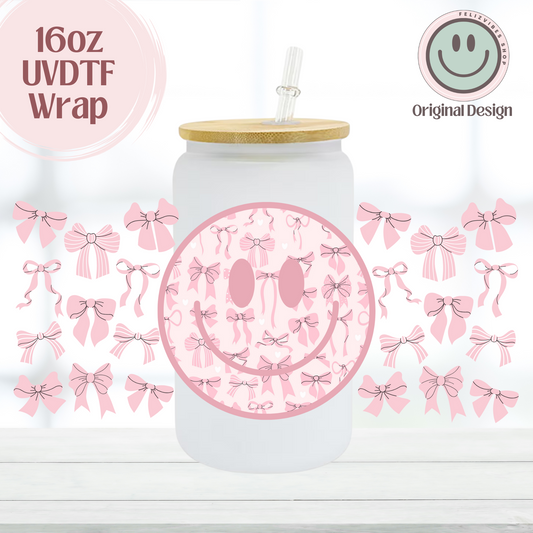 Pink Bows Smiley 16oz UVDTF Cup Wrap