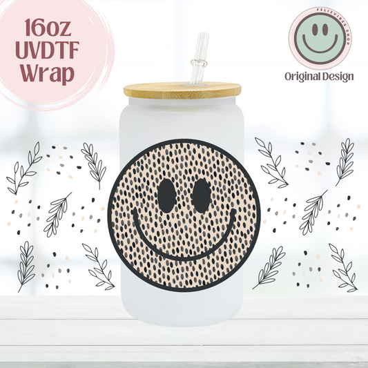 Boho Black Smiley 16oz UVDTF Cup Wrap