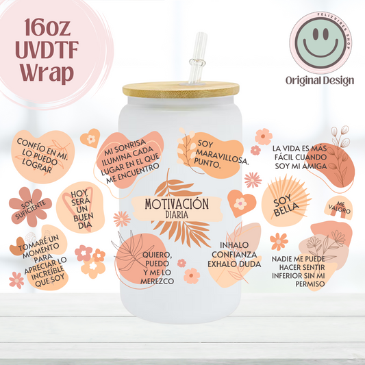 Motivación Diaria 16oz UVDTF Cup Wrap