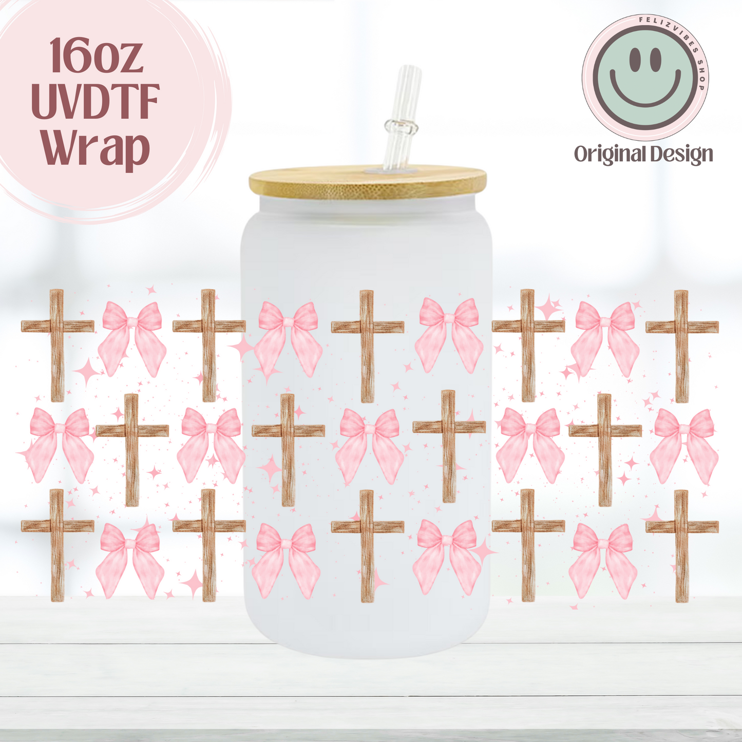 Crosses and Bows 16oz UVDTF Cup Wrap