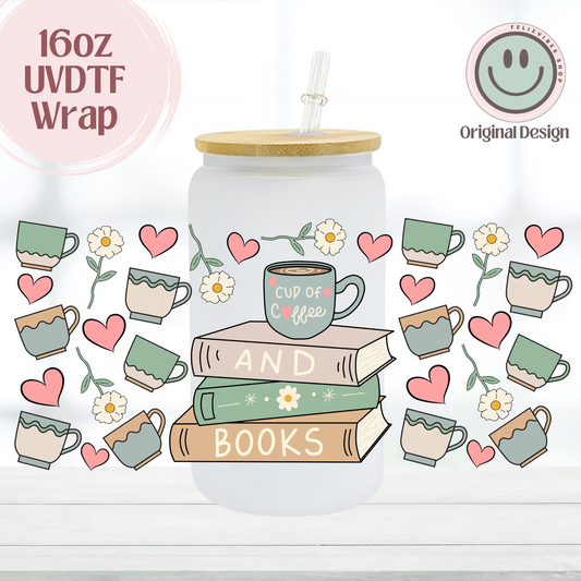 Coffee & Books 16oz UVDTF Cup Wrap