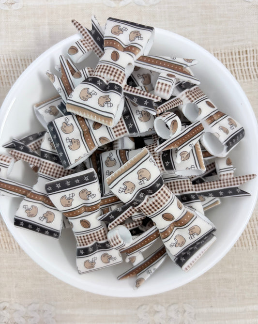 Vintage Football Silicone Straw Topper