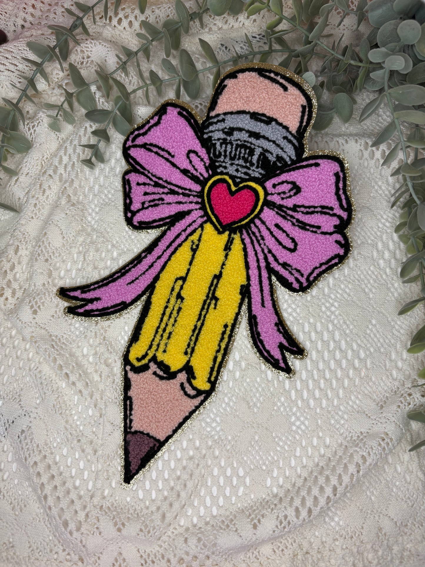 Teacher Bow Chenille Patch