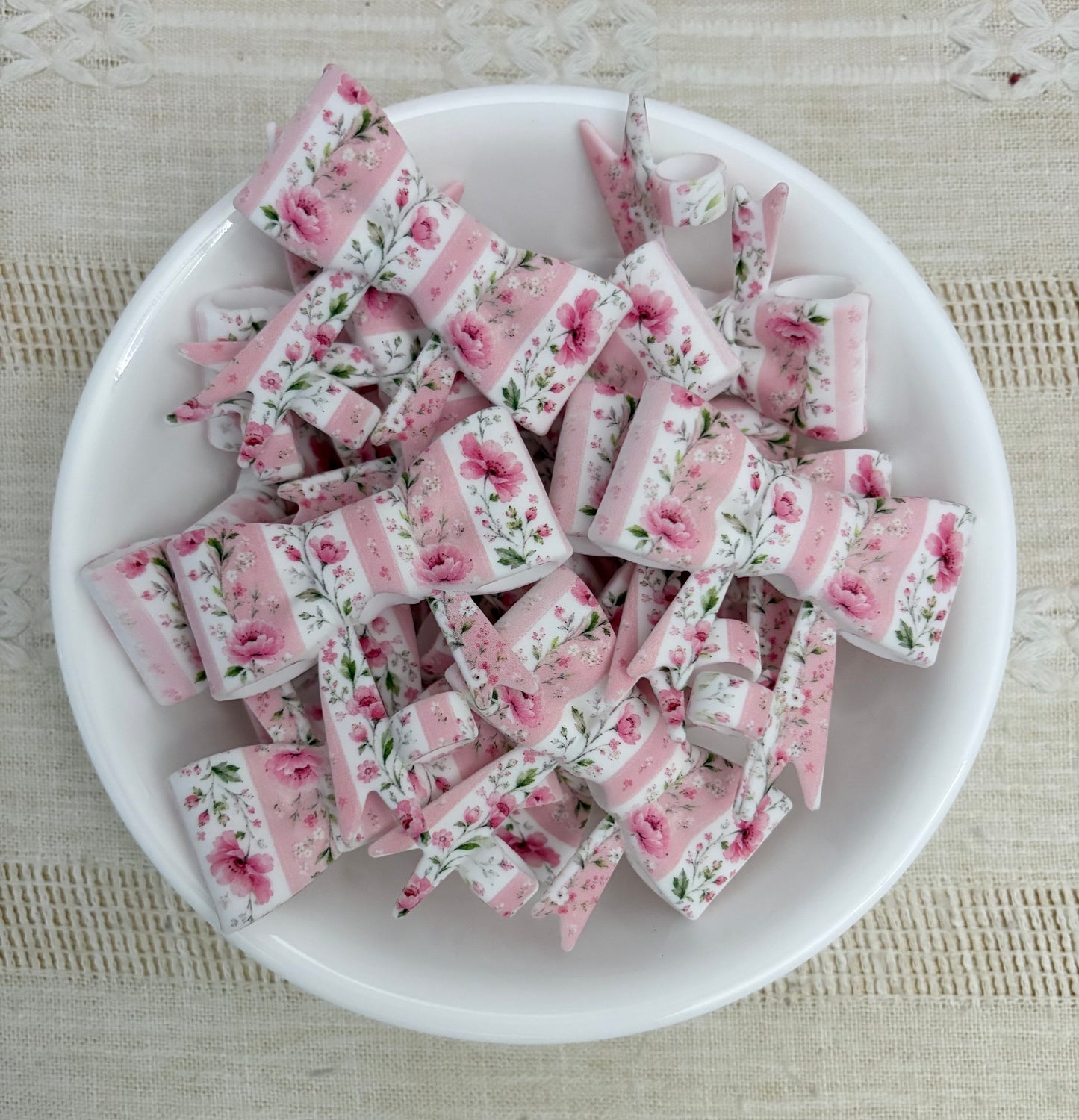 Pink Floral Silicone Straw Topper