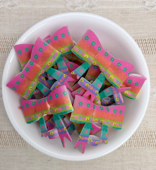 Bright Stripes Floral Smileys Silicone Straw Topper