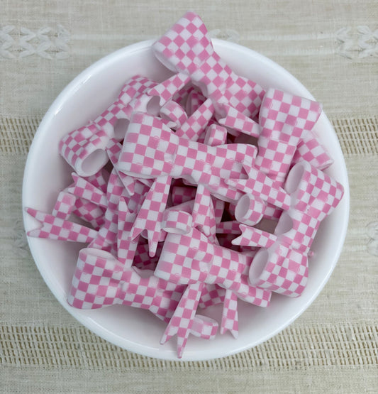 Pink Checkered Silicone Straw Topper