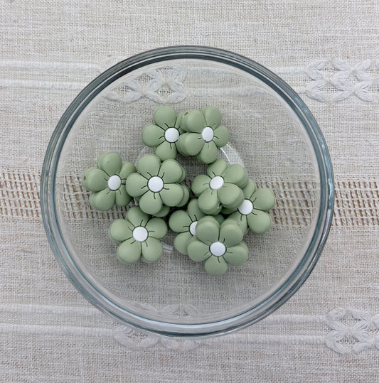 Green Daisy Focal Bead
