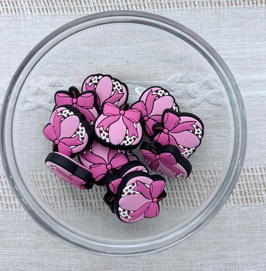 Pink Pumpkin with Bow Focal Bead