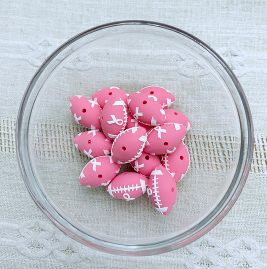 Pink Awareness Football Focal Bead