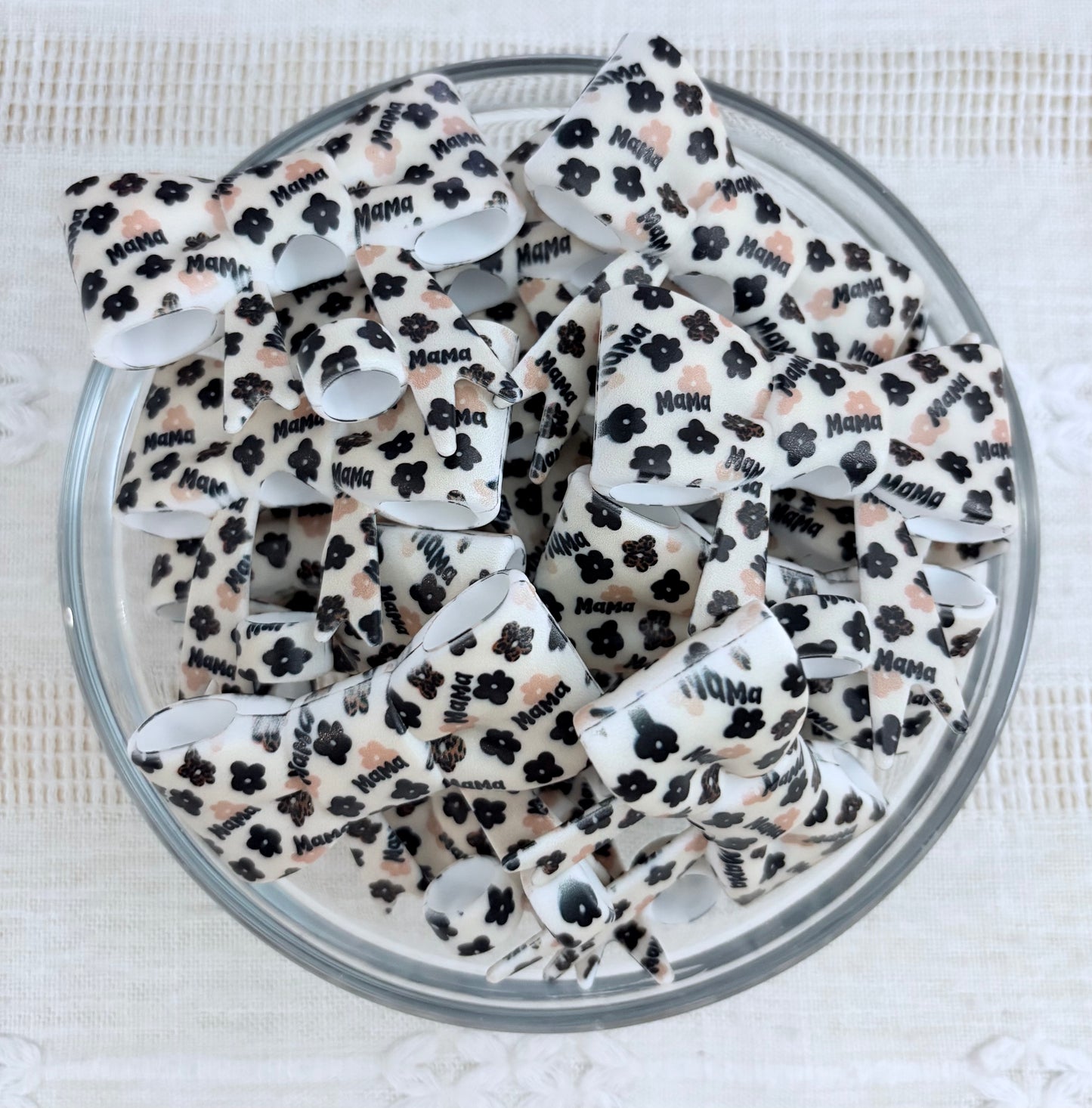 Mama Floral Silicone Straw Topper