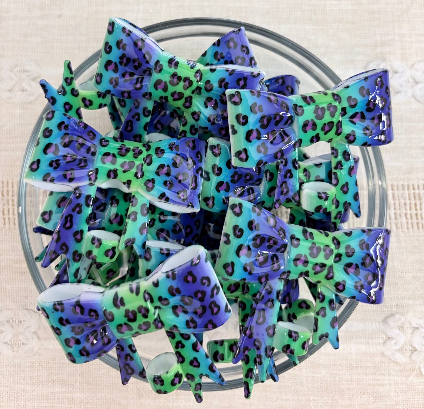 Purple & Green Cheetah Silicone Straw Topper