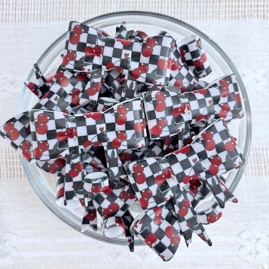 Checkered Cherries Silicone Straw Topper