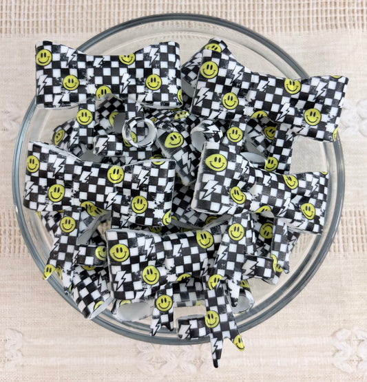 Checkered Smileys Silicone Straw Topper