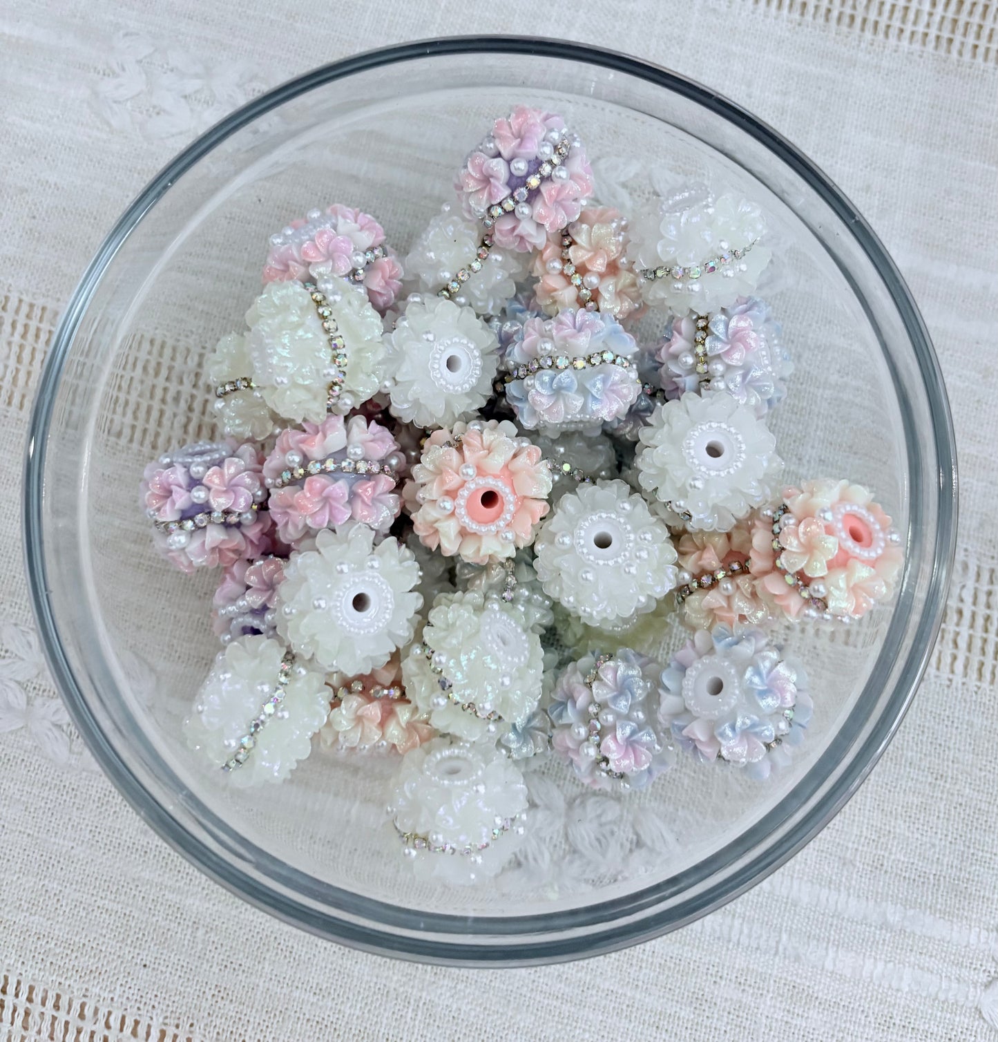 Flowers with Rhinestones 20mm Bead Mix (2 pcs.)