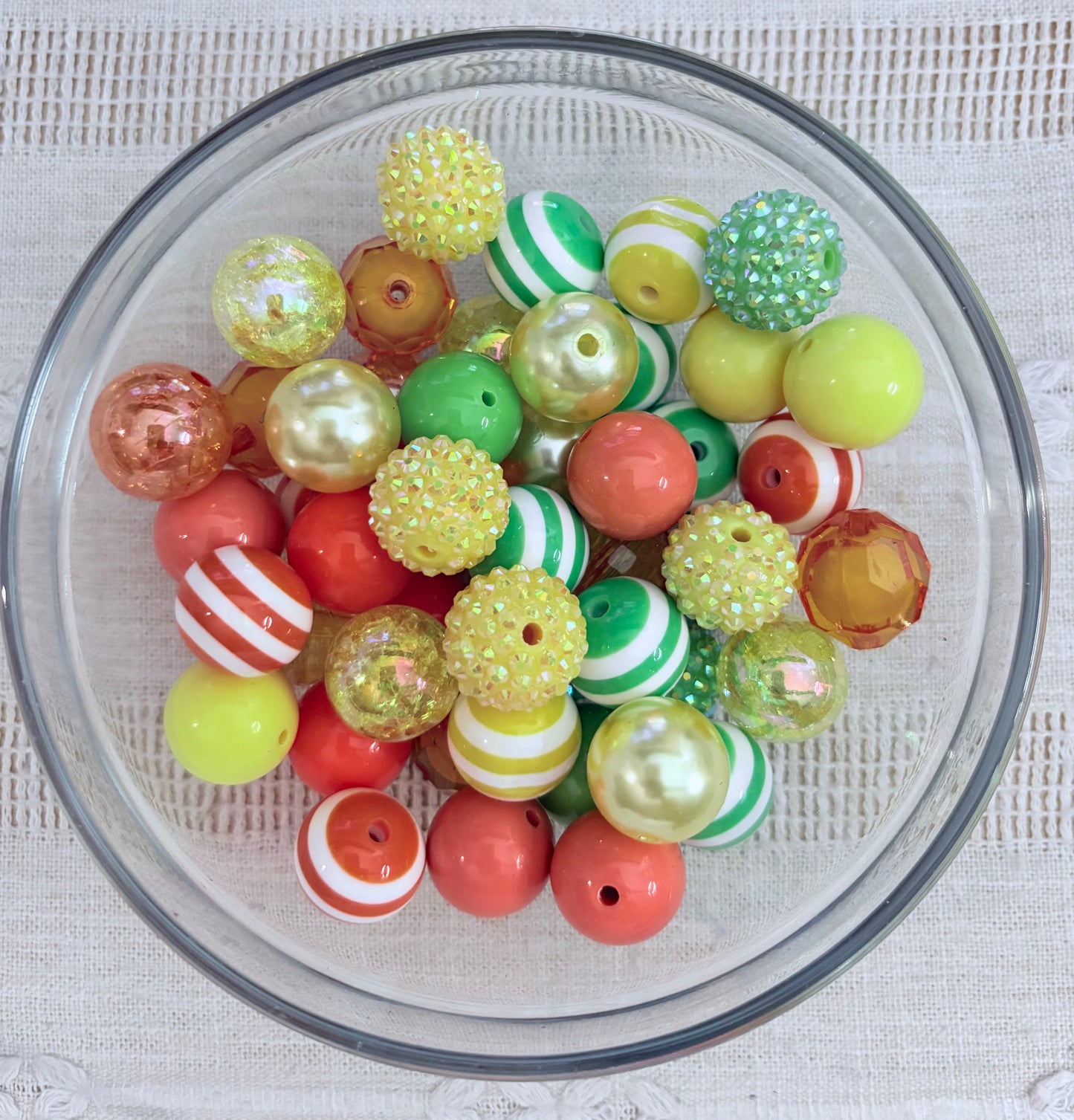 Orange, Green and Yellow 20mm Bead Mix(6pcs)