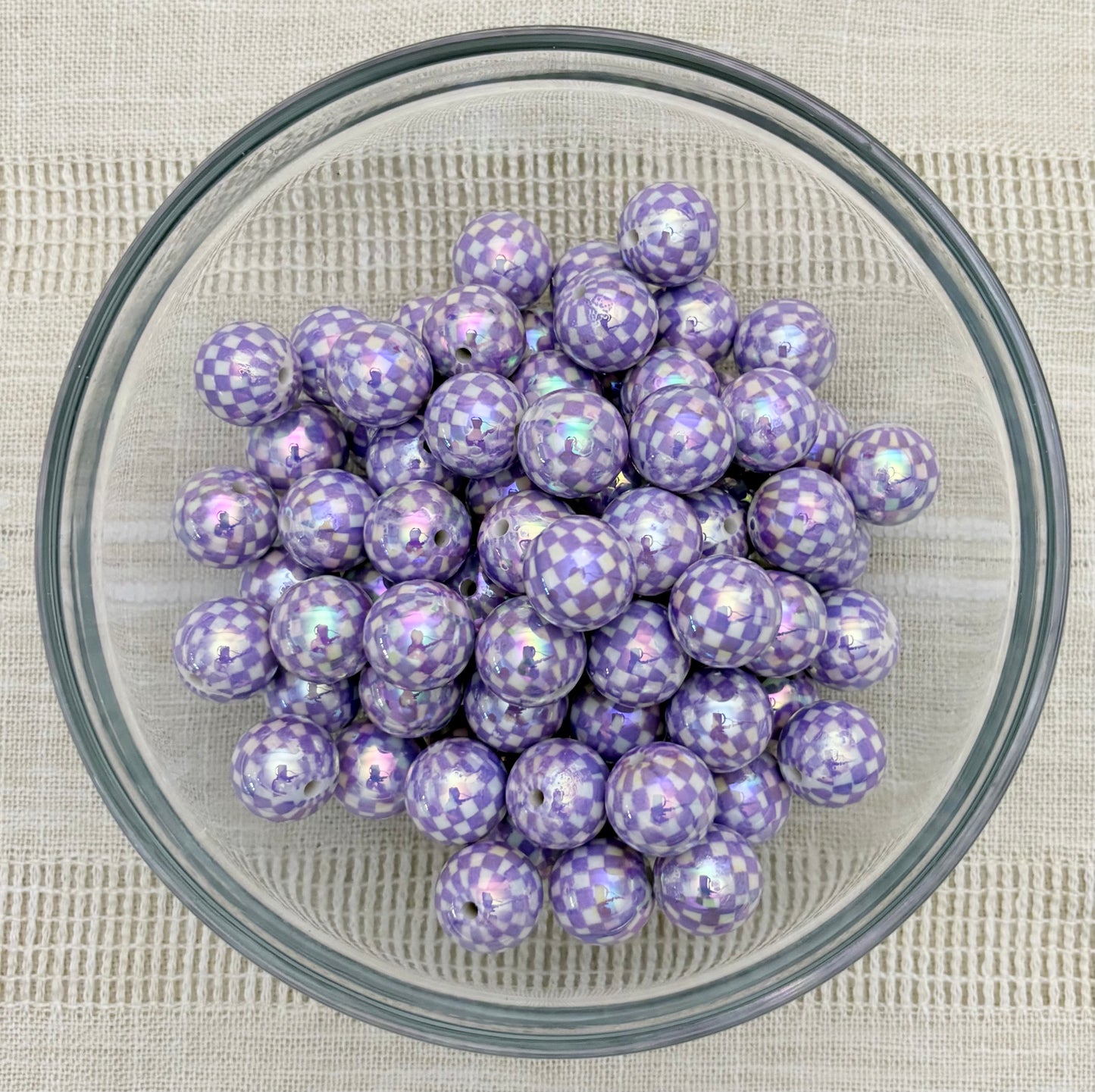 Checkered Purple 16mm Acrylic Bead (Pack of 5)