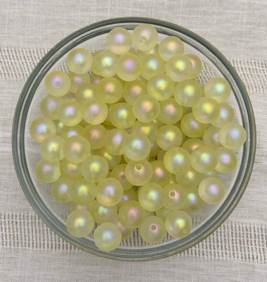 Yellow 16mm Frosted Acrylic Bead (Pack of 10)