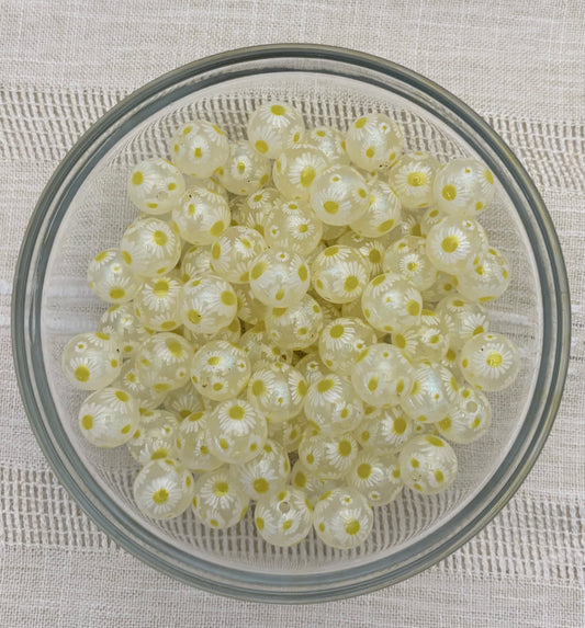 White Daisy 16mm Acrylic Bead (Pack of 5)