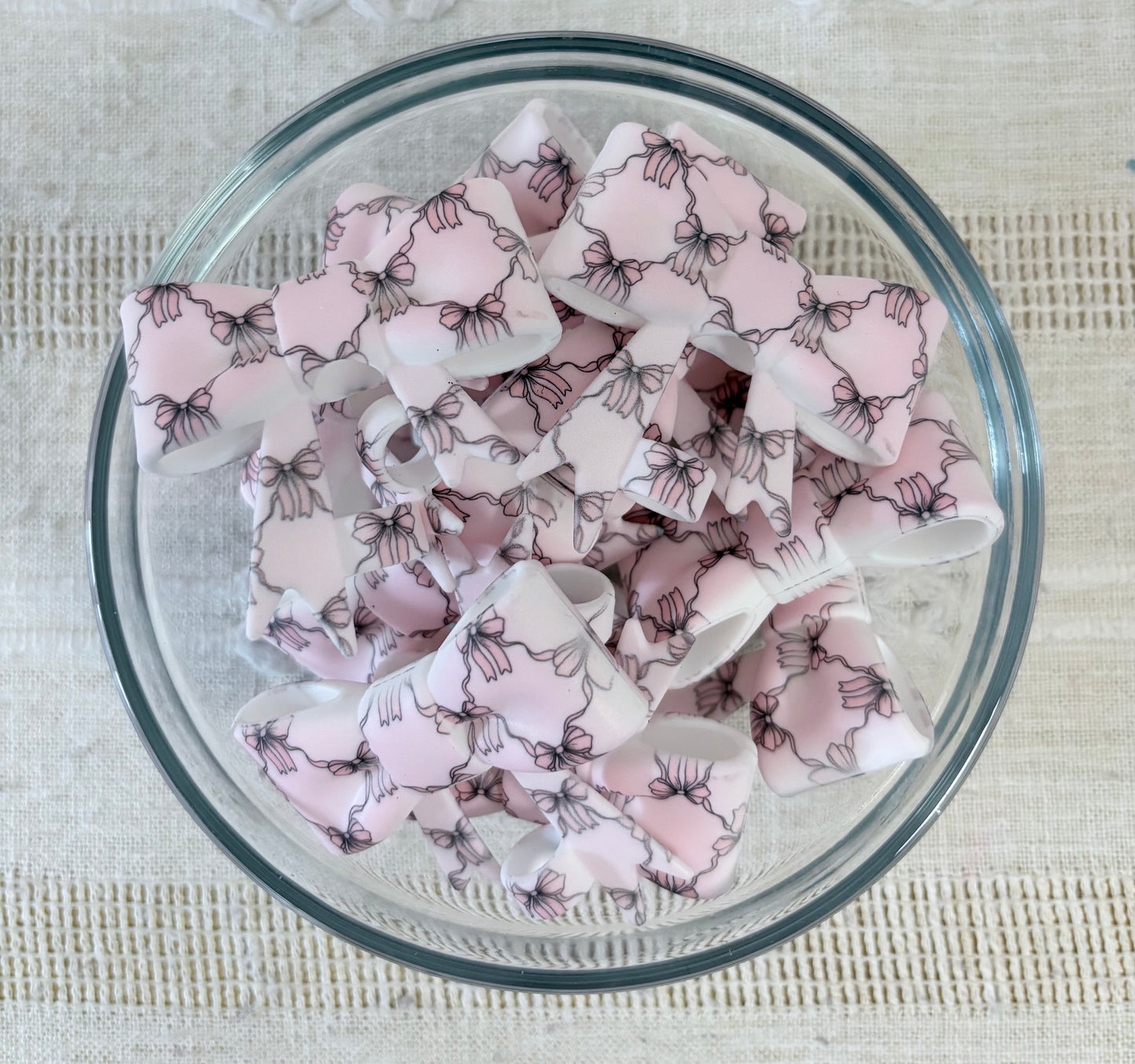 Pink Bows Silicone Straw Topper