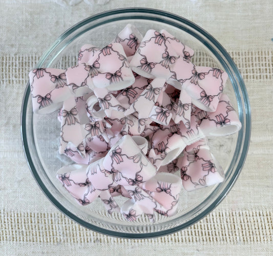 Pink Bows Silicone Straw Topper