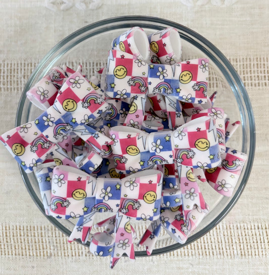 Colourful Checkered Smileys Silicone Straw Topper