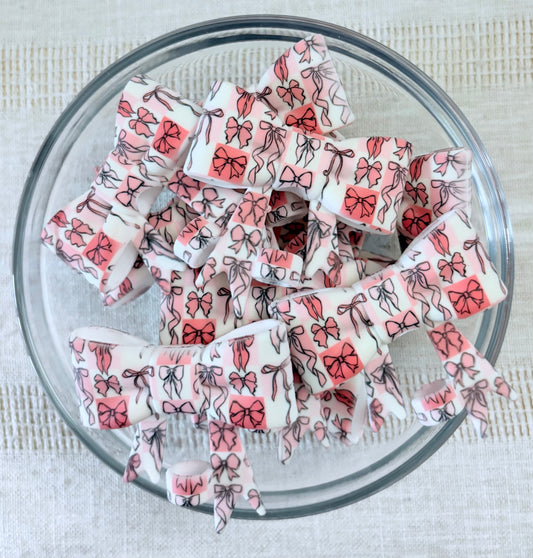 Pink Bows Silicone Straw Topper