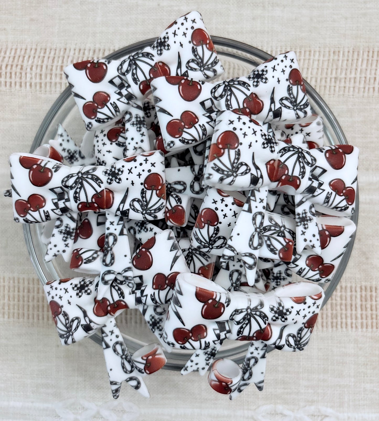 Checkered Cherries Silicone Straw Topper