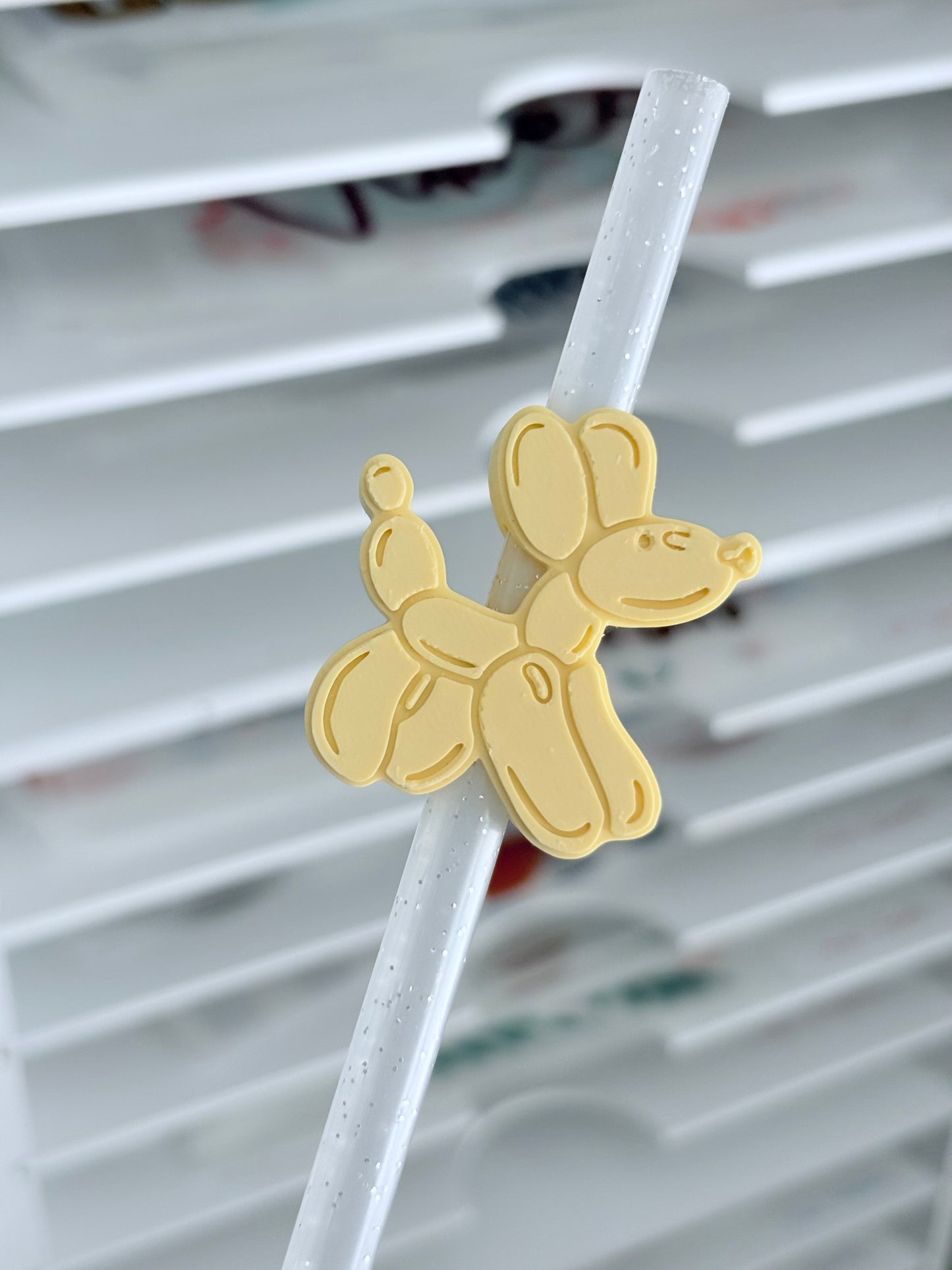Yellow Balloon Dog 3D Straw Topper