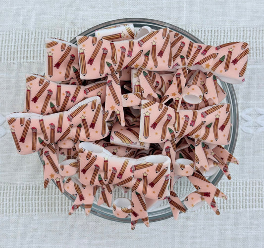 Christmas Pencils Silicone Bow Straw Topper