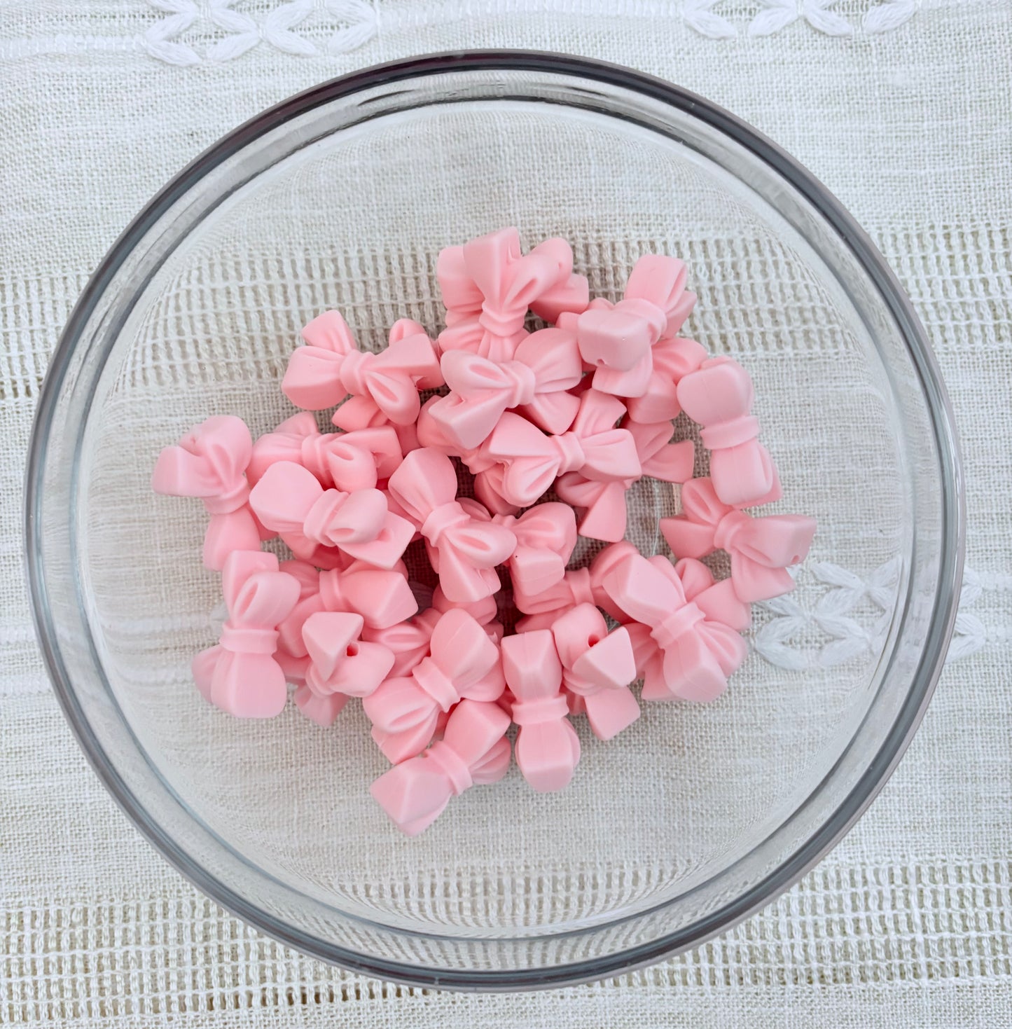 Pastel Pink Bow Focal Bead (side hole)