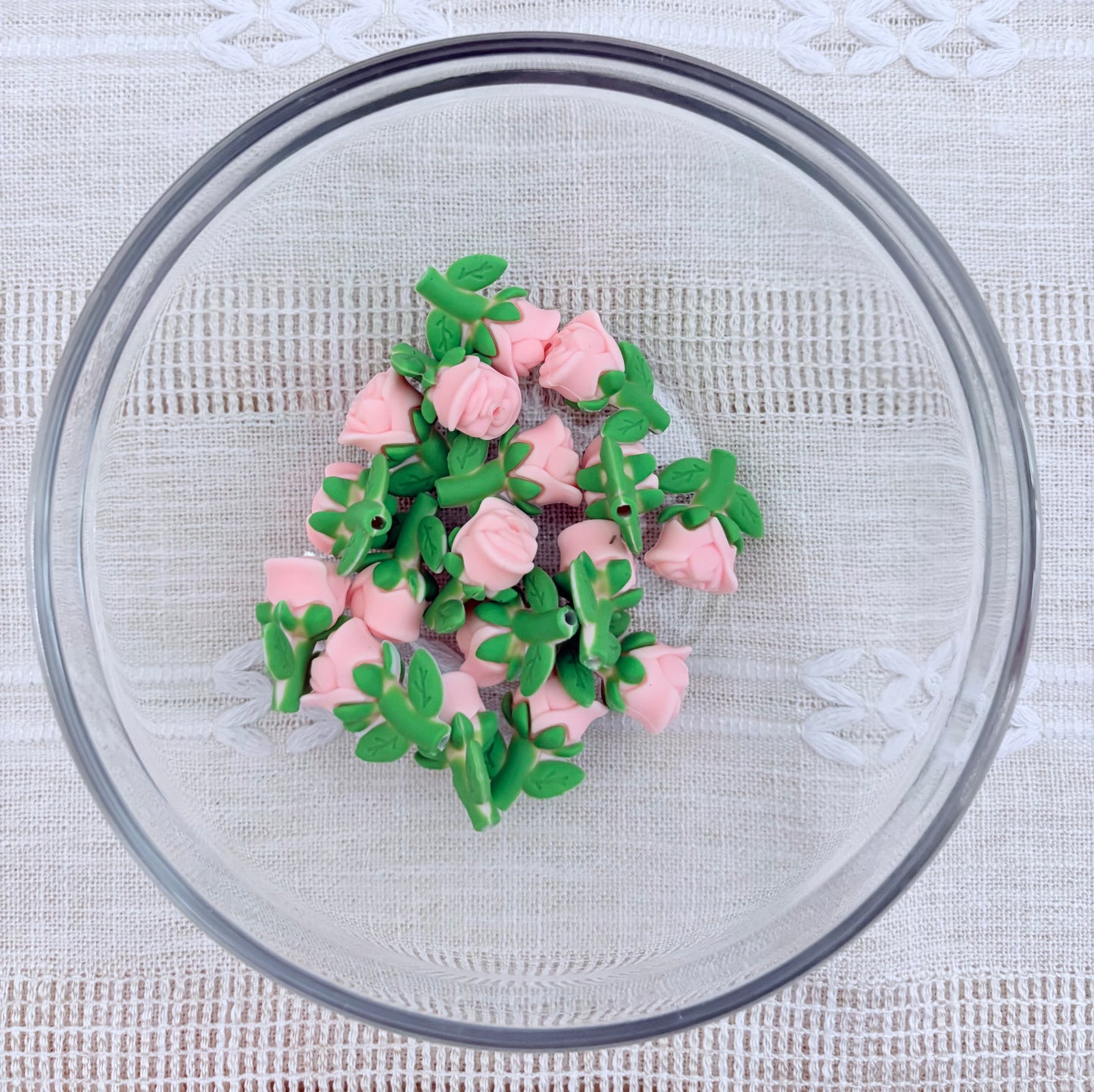 Pink Rose Focal Bead