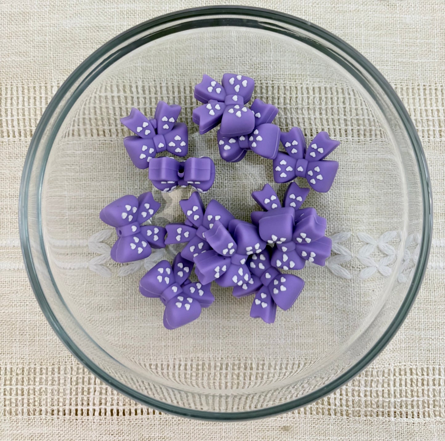 Heart Bows Focal Bead (Multiple Colors)