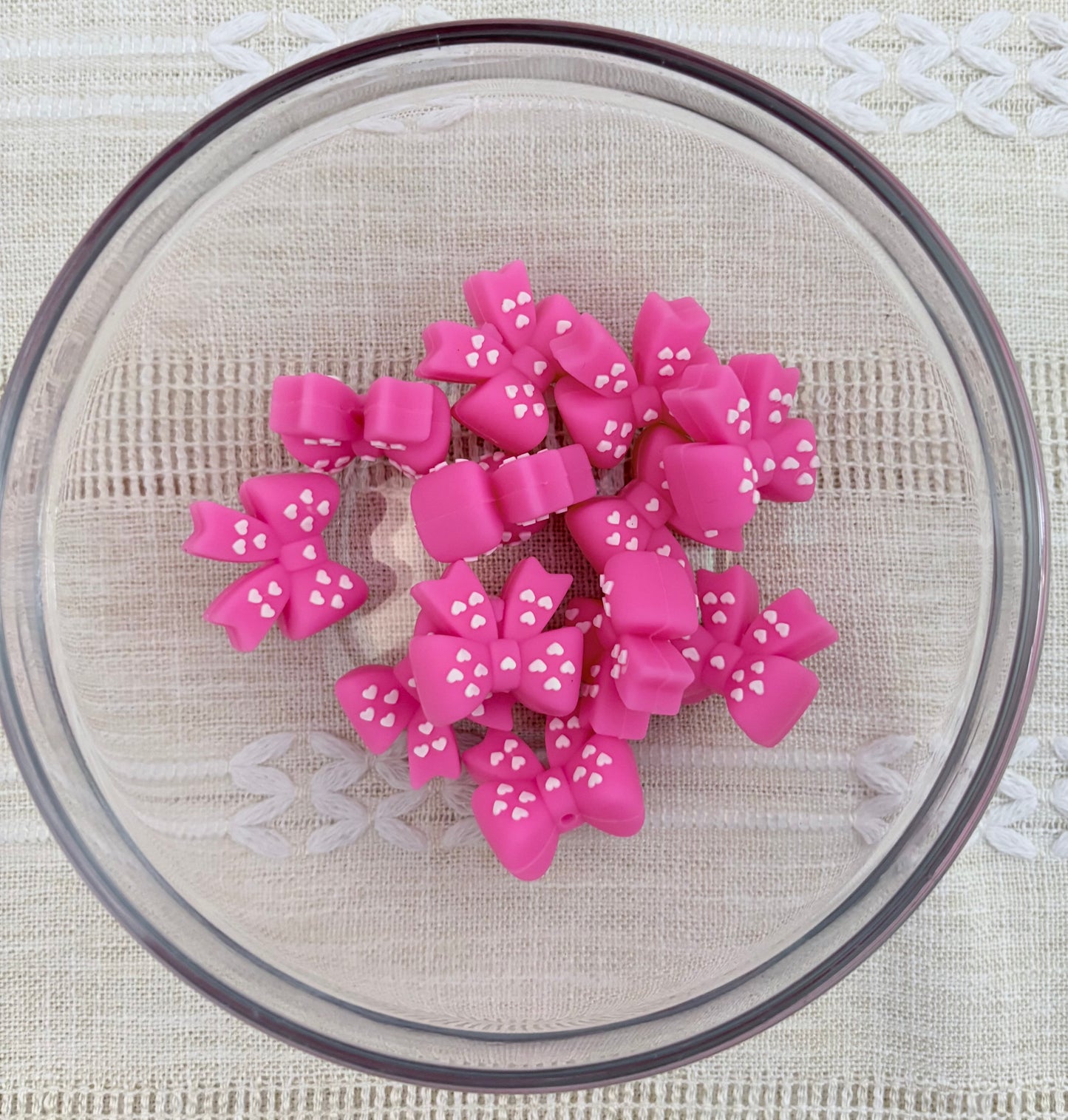 Heart Bows Focal Bead (Multiple Colors)