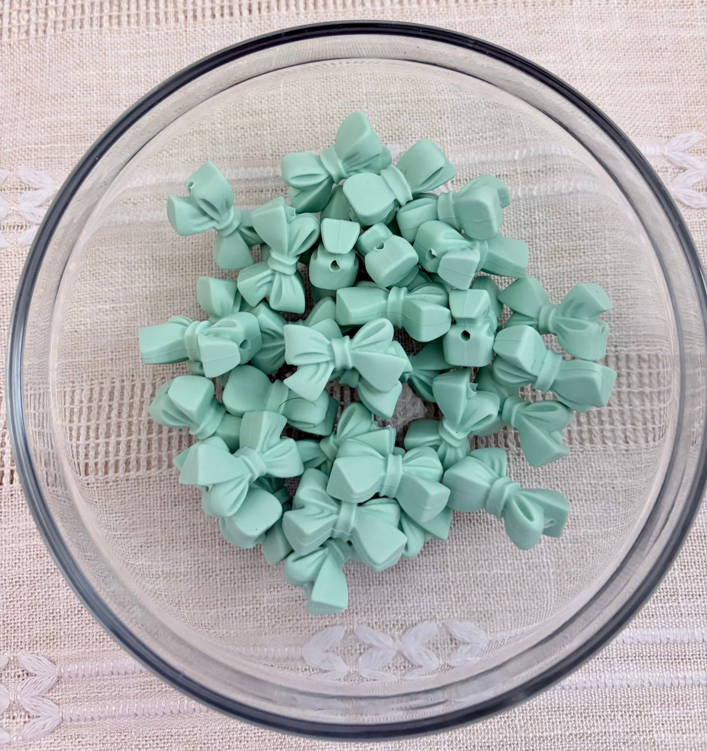 Mint Bow Focal Bead (side hole)