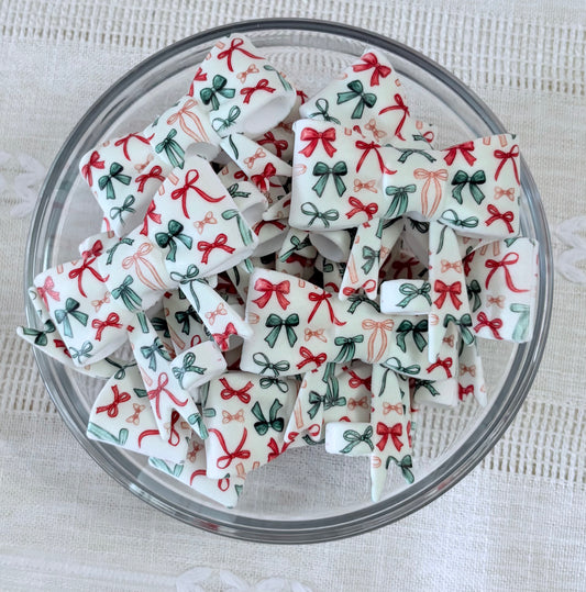 Green & Red Bows Silicone Bow Straw Topper