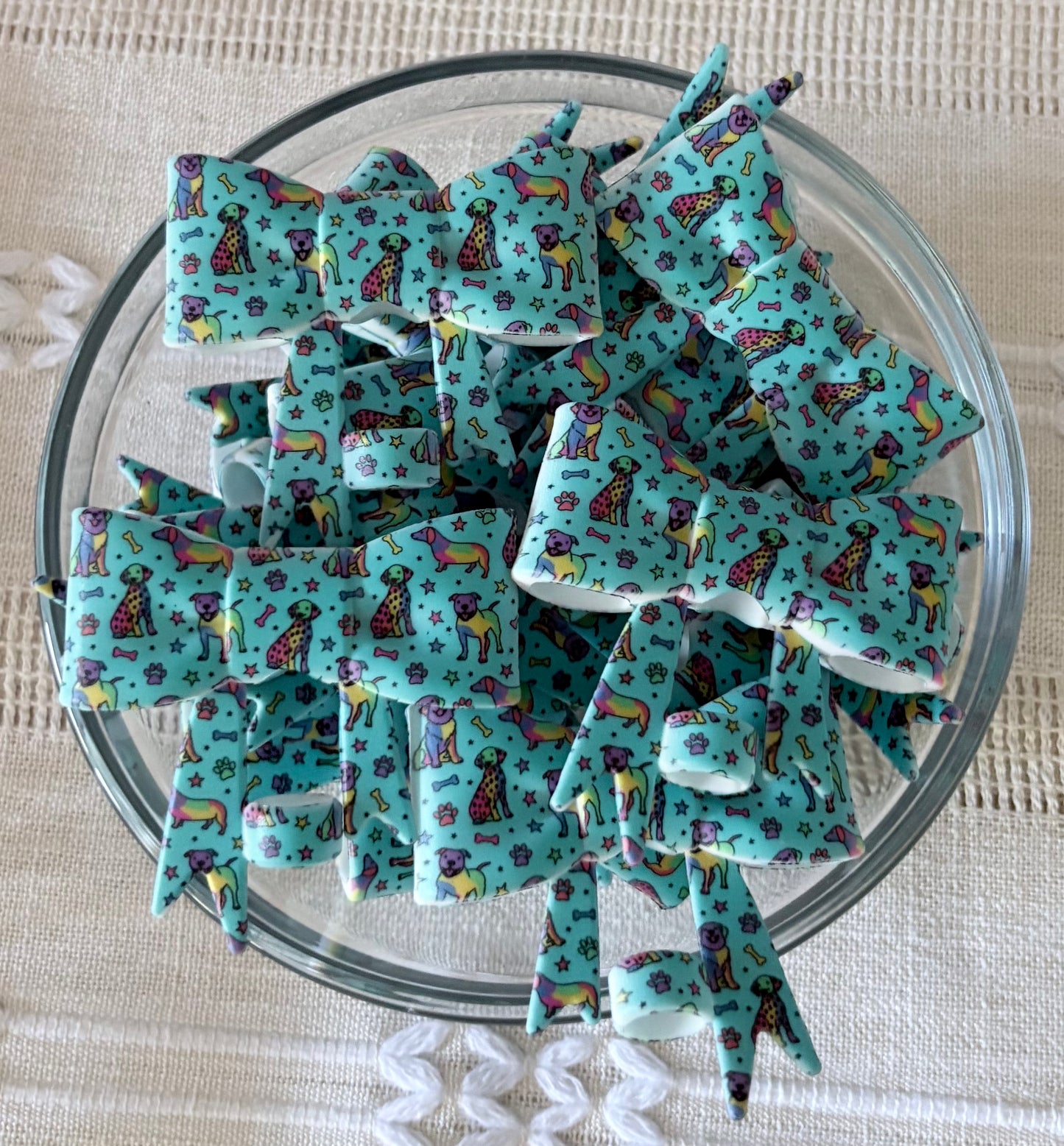Colourful Dogs Silicone Bow Straw Topper