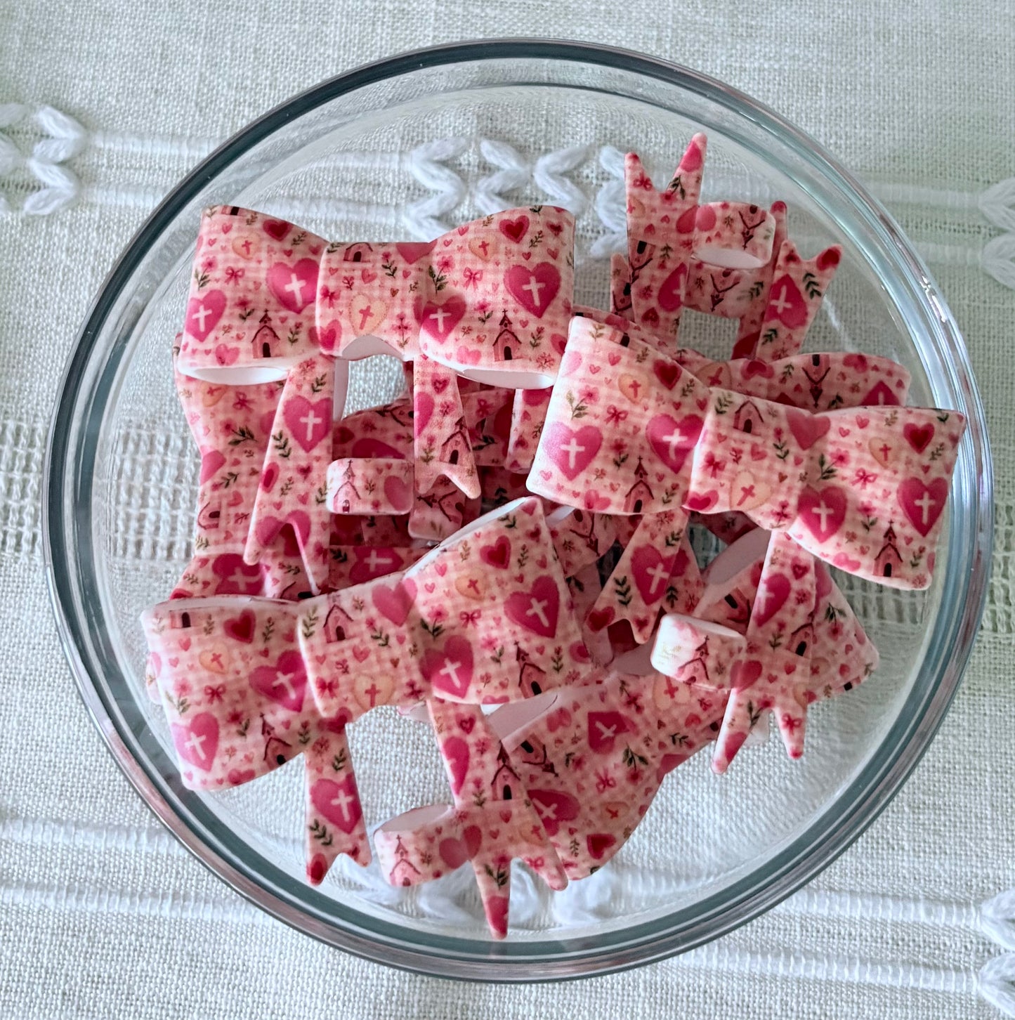 Cross and Hearts Silicone Bow Straw Topper