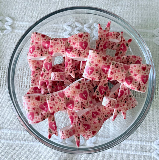 Cross and Hearts Silicone Bow Straw Topper