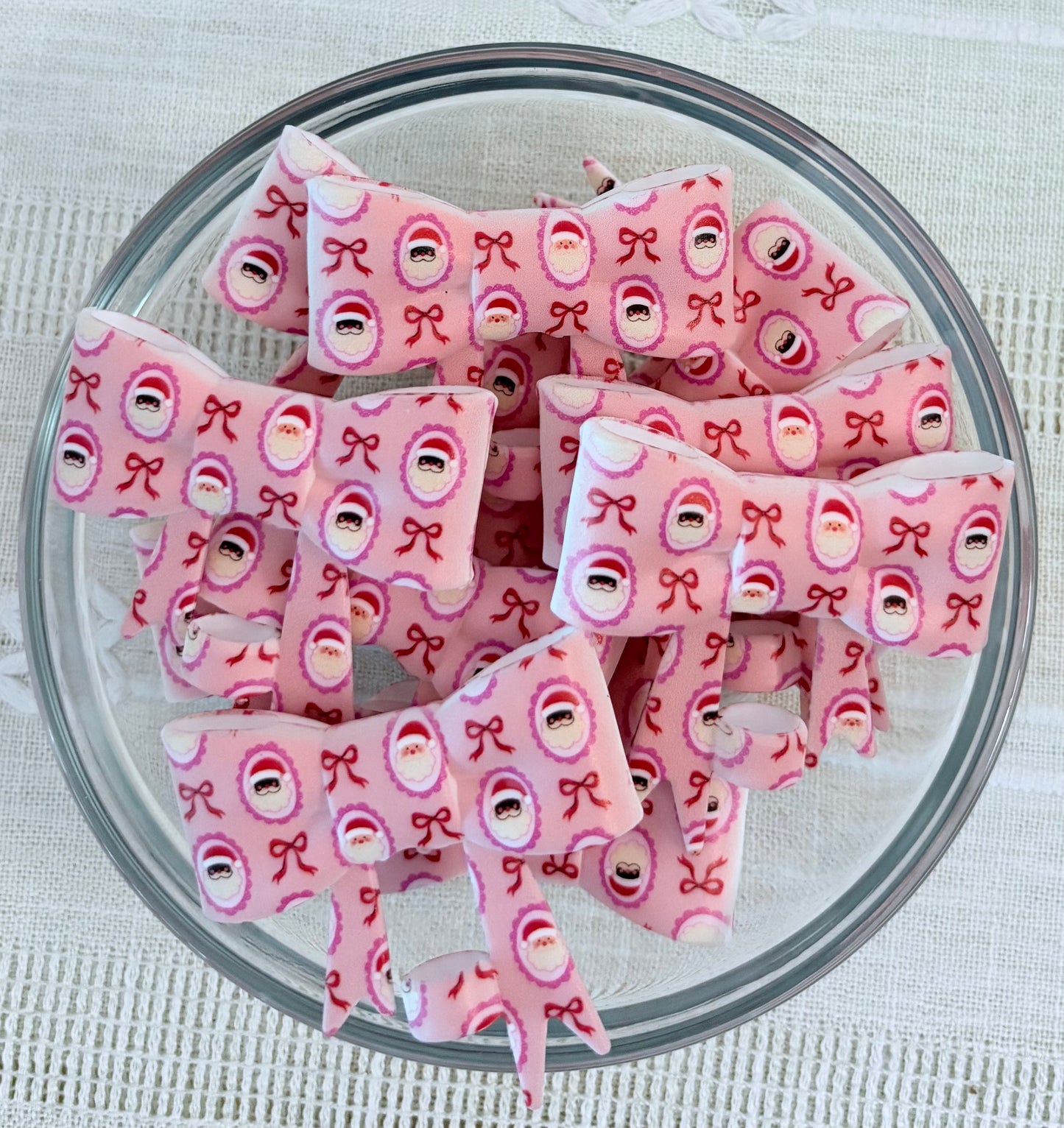 Santas Silicone Bow Straw Topper