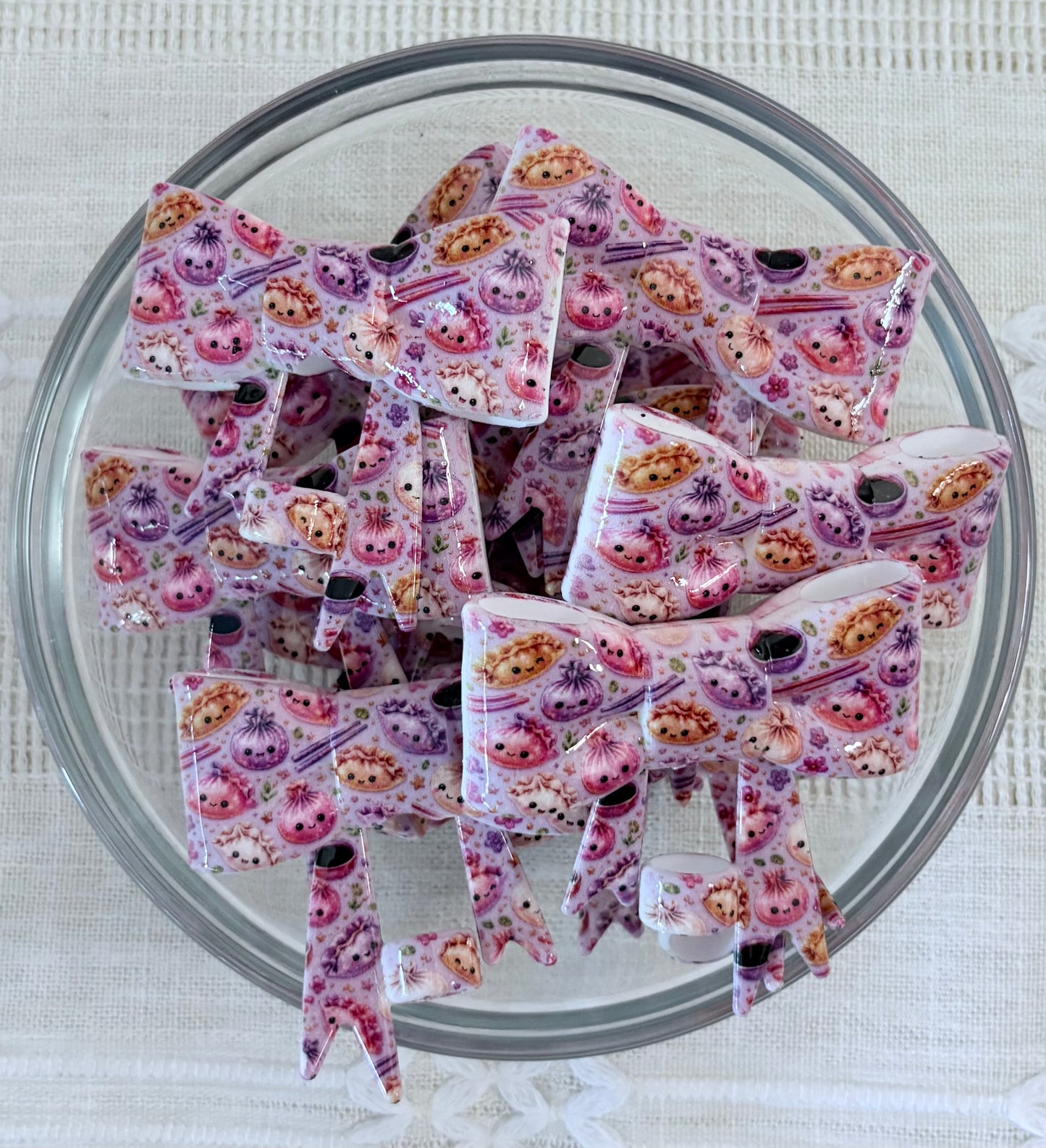 Dumplings Glossy Silicone Bow Straw Topper