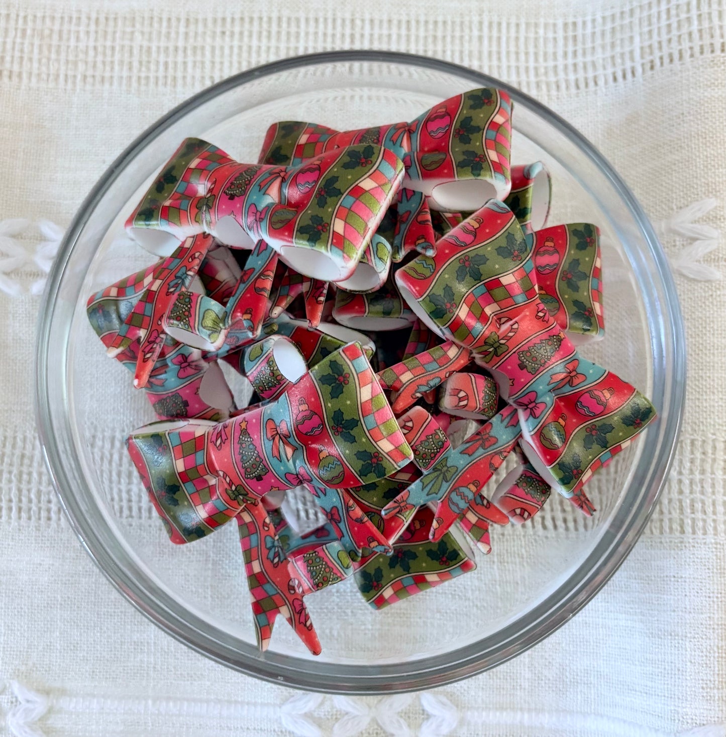 Retro Christmas Silicone Bow Straw Topper