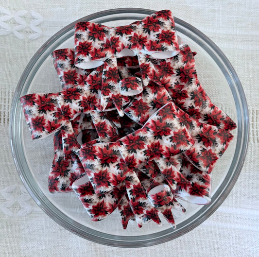 Poinsettias Silicone Bow Straw Topper
