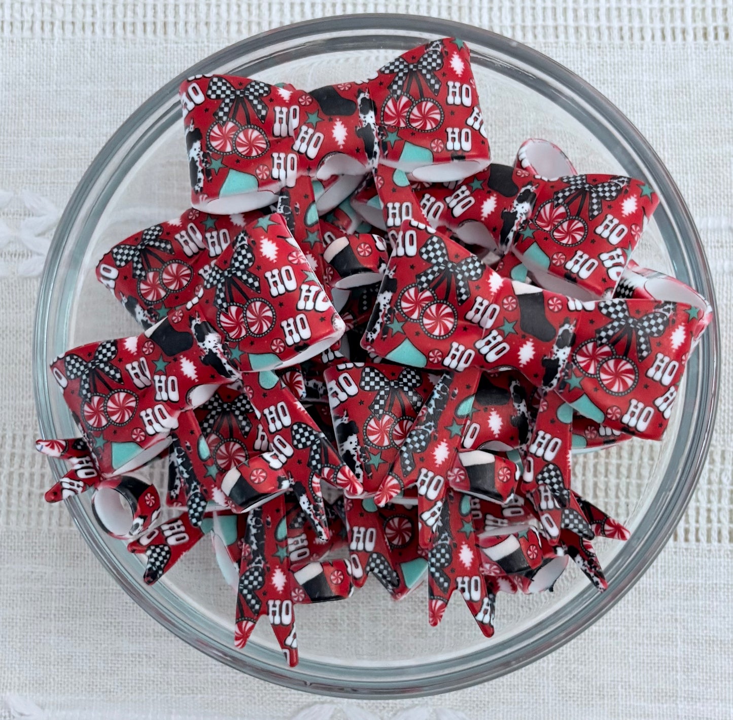 Western Christmas Silicone Bow Straw Topper