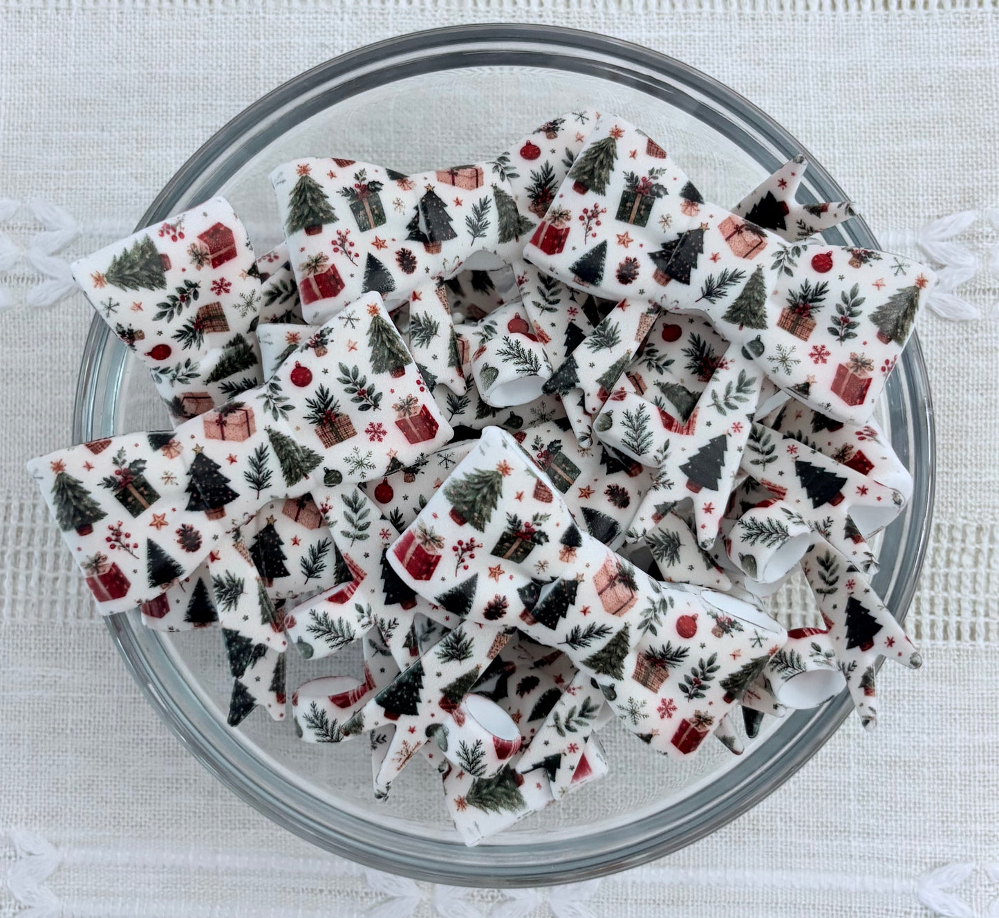 Vintage Christmas Silicone Bow Straw Topper